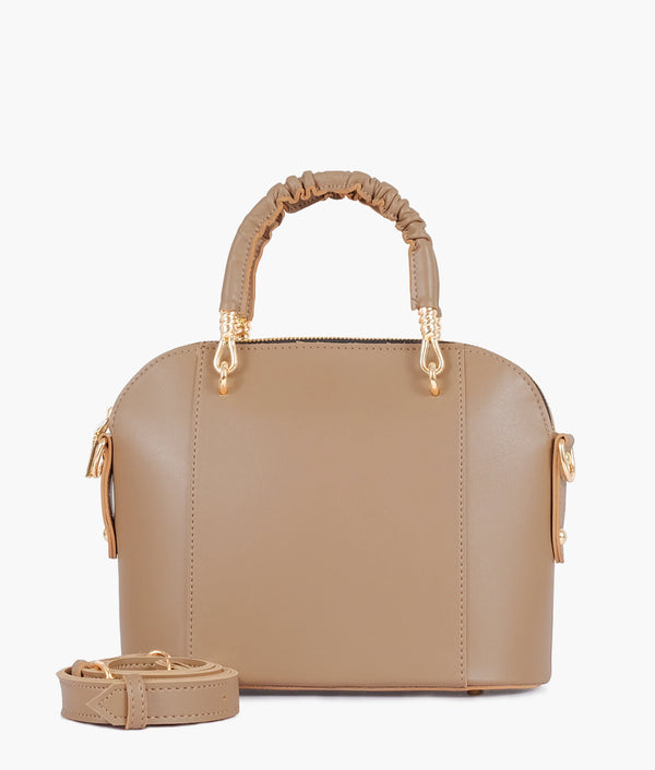 Elegant Coffee Brown Structured Handbag with Scrunch Handle